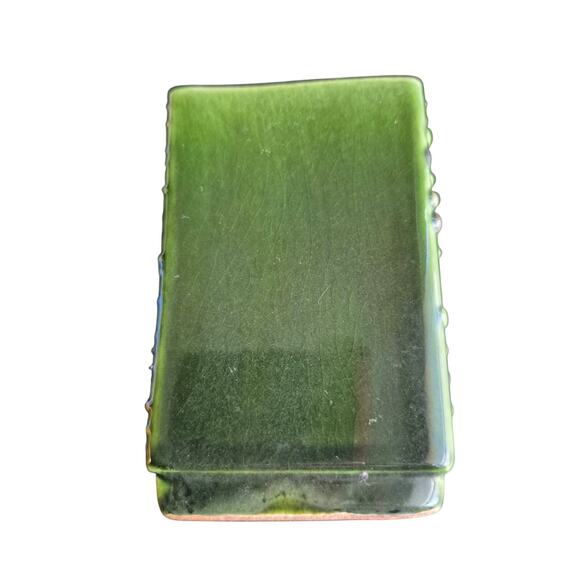 Vintage The Bennetts California Art Pottery Green Rag Rug # 404 MCM Vase Signed - Picture 7 of 9